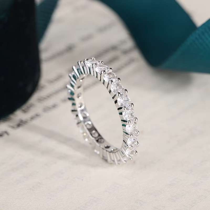 Geometric Circular Zircon Ring S925 Sterling Silver