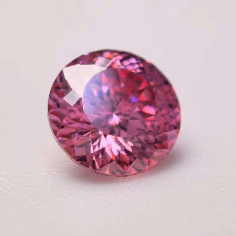 Moissanite 1ct Pink 100Facetted Round Cut **GRA Certified **BRILLIANT CUT