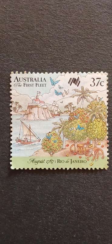 AUSTRALIA 1987 200TH ANN. OF THE COLONIZATION OF AUSTRALIA- FIRST FLEET IN RIO DE JANEIRO