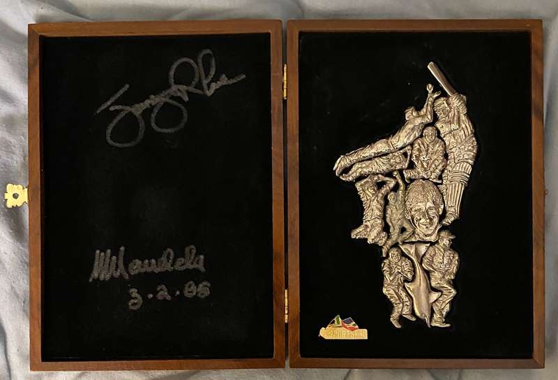 Jonty Rhodes Silver Plated Puzzle - autographed by Jonty and Madiba