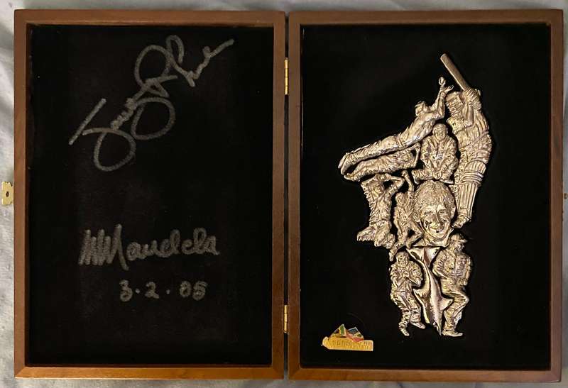 Jonty Rhodes Silver Plated Puzzle - autographed by Jonty and Madiba