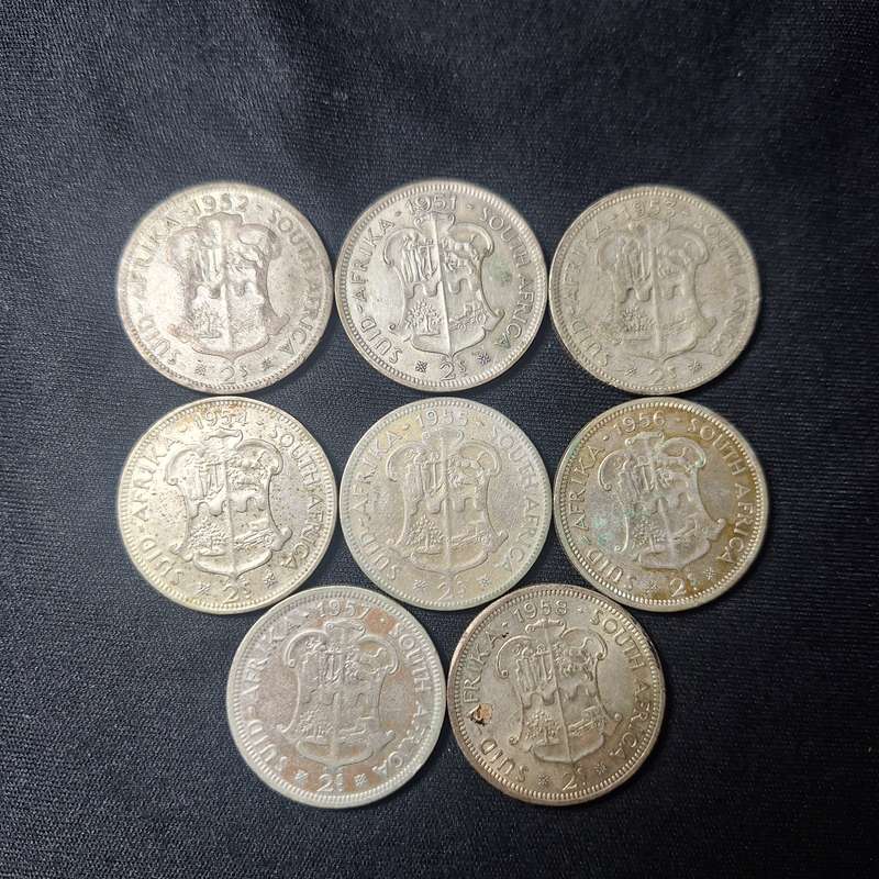 1951 - 1958 South Africa 2 Shilling Coins