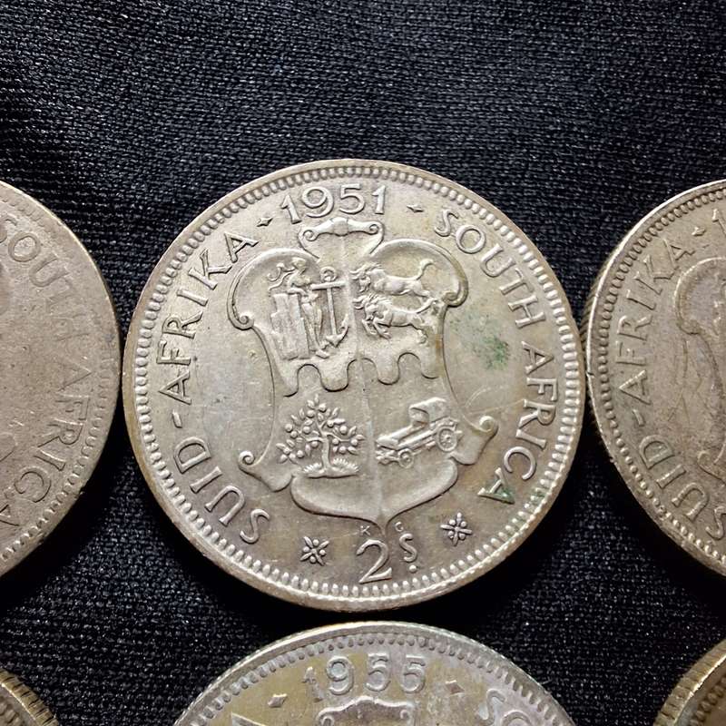1951 - 1958 South Africa 2 Shilling Coins