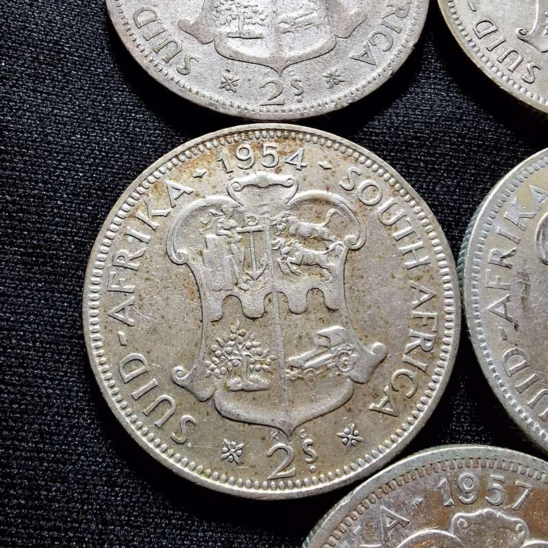 1951 - 1958 South Africa 2 Shilling Coins
