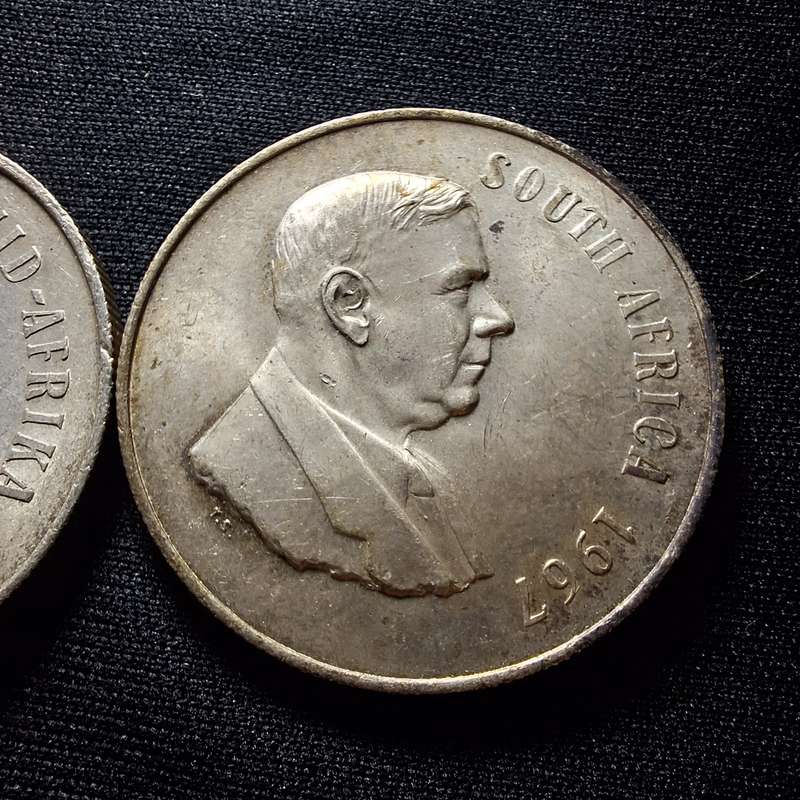 2 x 1967 R1 South Africa  Silver Coin
