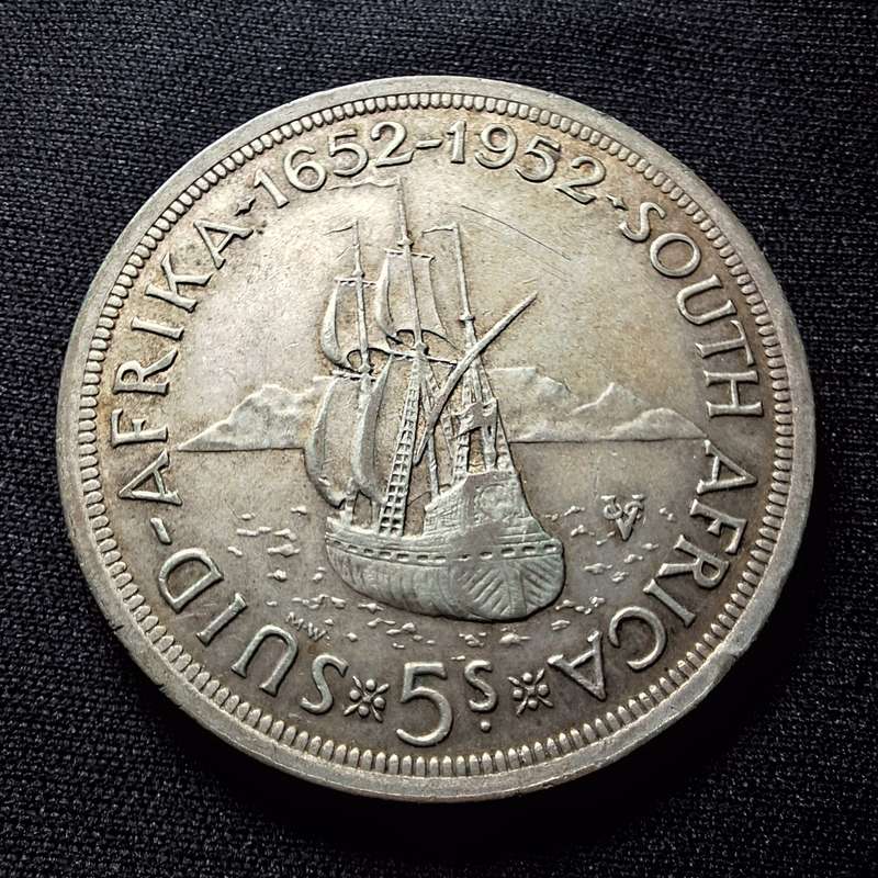 1952 South Africa 5 Shilling Silver Coin