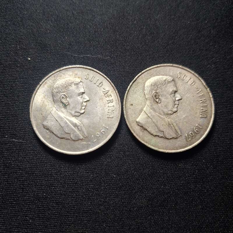2 x 1967 South Africa R1 Silver Coin