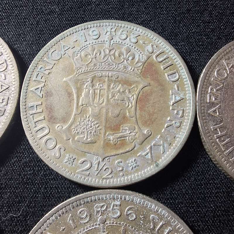 1952 to 1958 - 2  1/2 SA Shilling coins