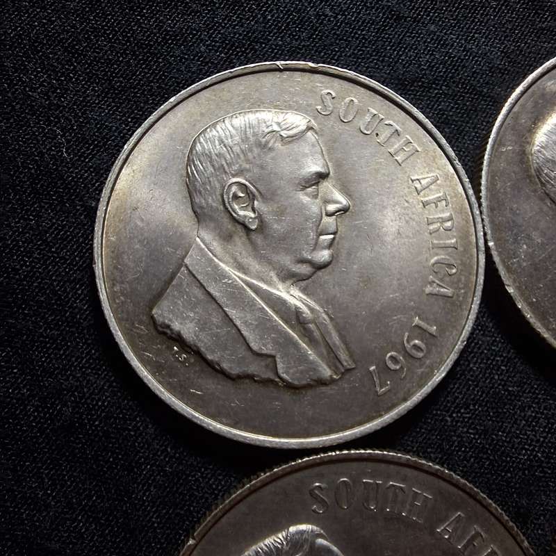 4 x 1967 Silver 1 Rand South Africa Coins