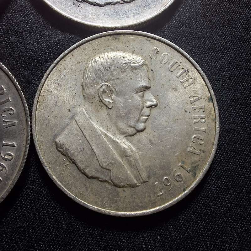 4 x 1967 Silver 1 Rand South Africa Coins