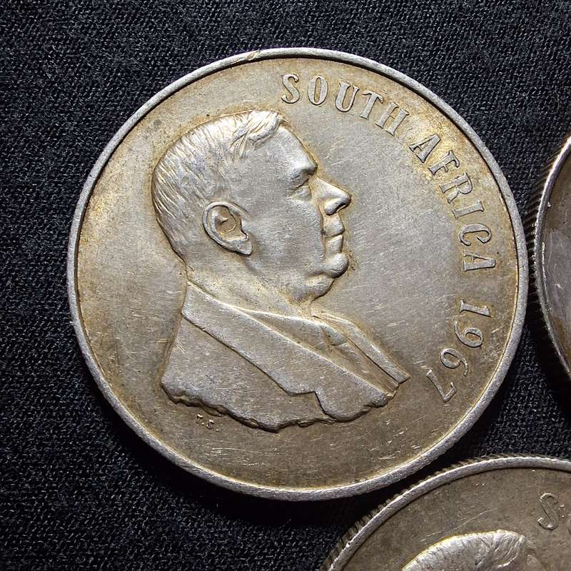 3 x 1967 Silver 1 Rand South Africa Coins