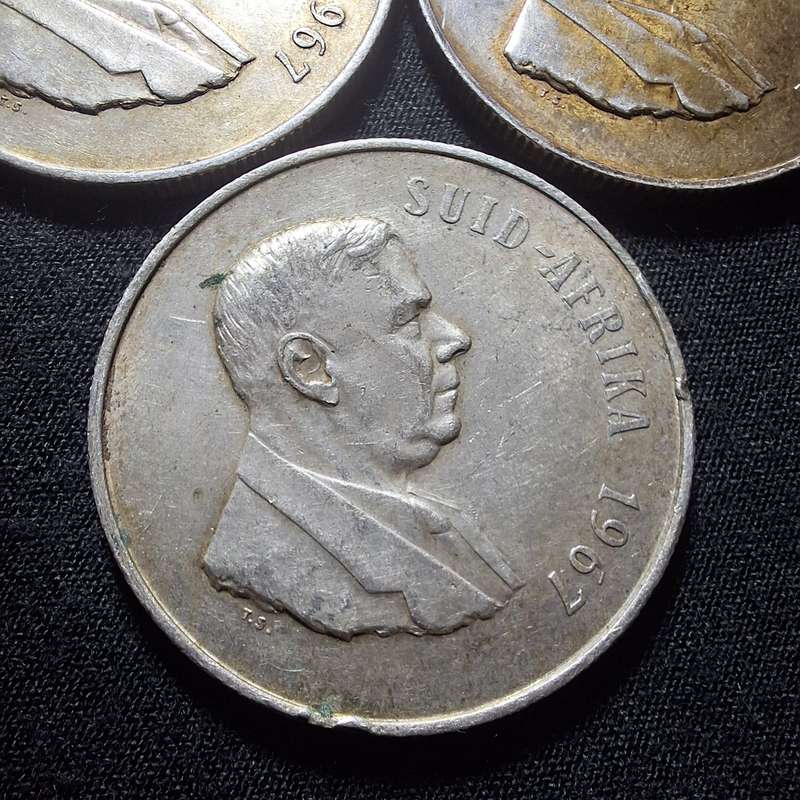 3 x 1967 Silver 1 Rand South Africa Coins