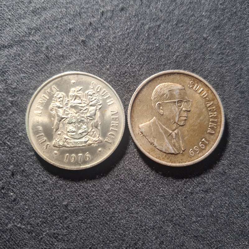 1969 & 1976 Silver 1 Rand South Africa Coins