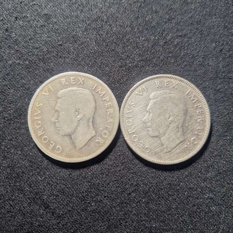 1940 & 1941 Silver 2 1/2 Shillings South Africa Coins