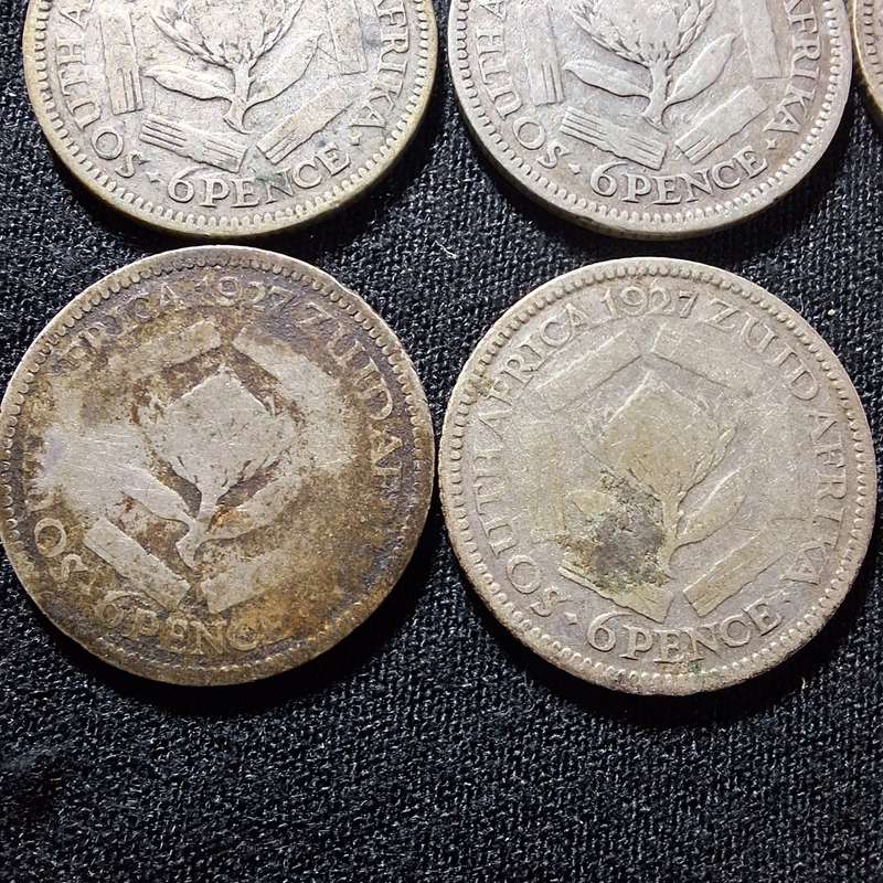 9 x 1927 Silver 6 Pence South Africa Coins