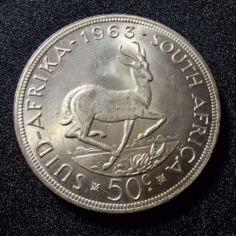 1963 Silver 50 Cent South Africa Coin