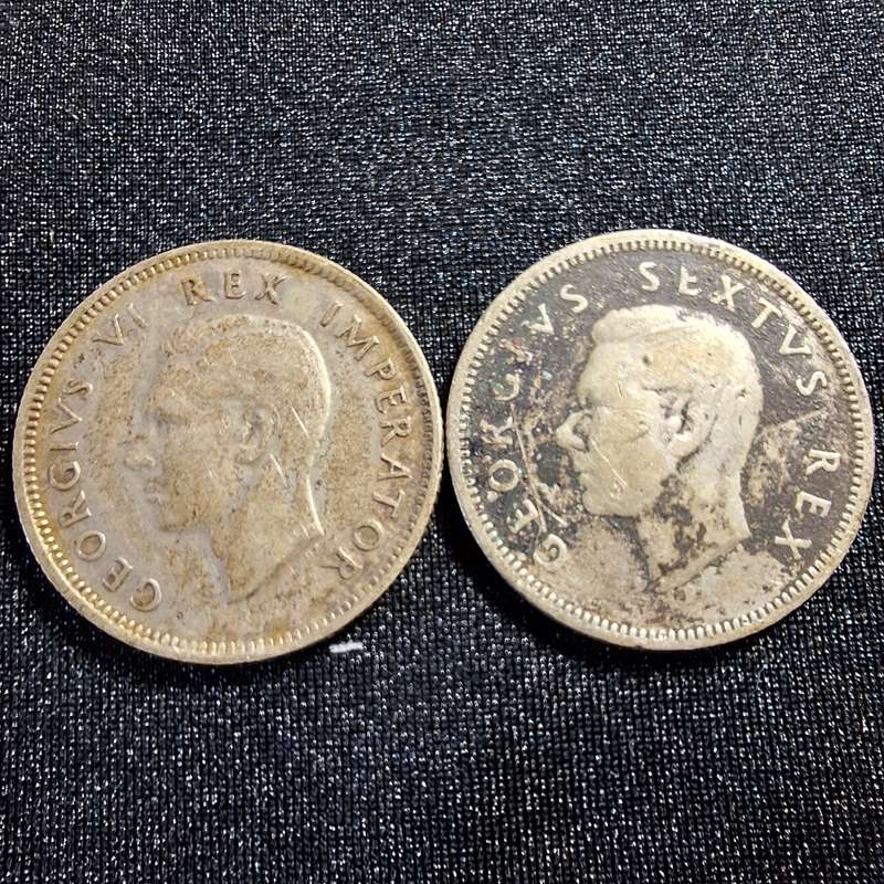 1943 and 1950 Silver 1 Shilling Coins
