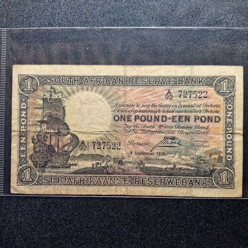 1939, 1 Pound J Postmus South Africa Note