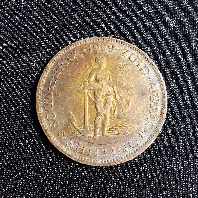 1929 1 Shilling Silver South Africa Coin