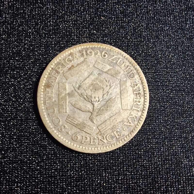 1926 6D Sixpence Silver South Africa Coin