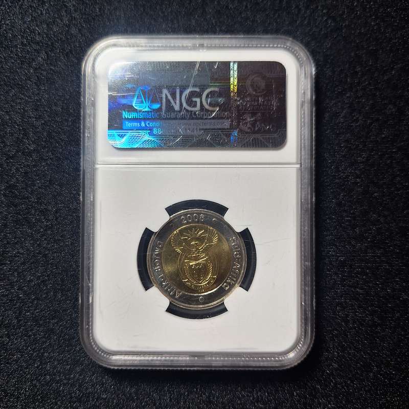 2008 R5 NGC MS62 Mandela 90th Birthday South Africa Coin