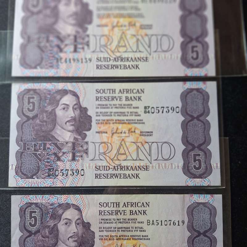4 x South Africa R5 Gerhard de Kock Bank Notes