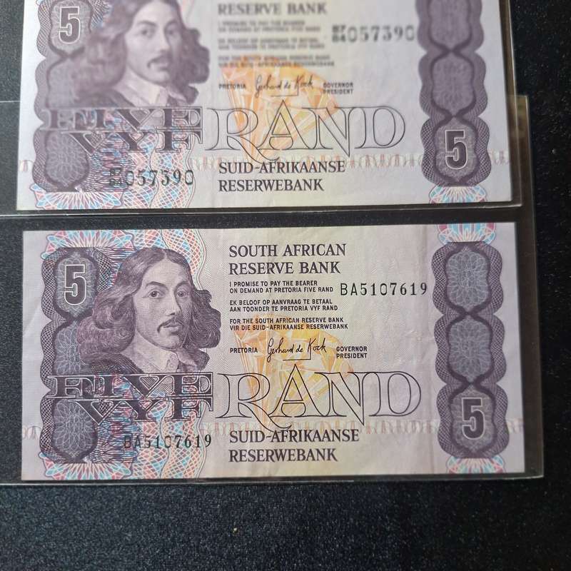 4 x South Africa R5 Gerhard de Kock Bank Notes