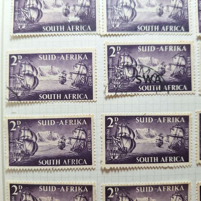 23 x 1952 South Africa 2d Stamps hinged on page