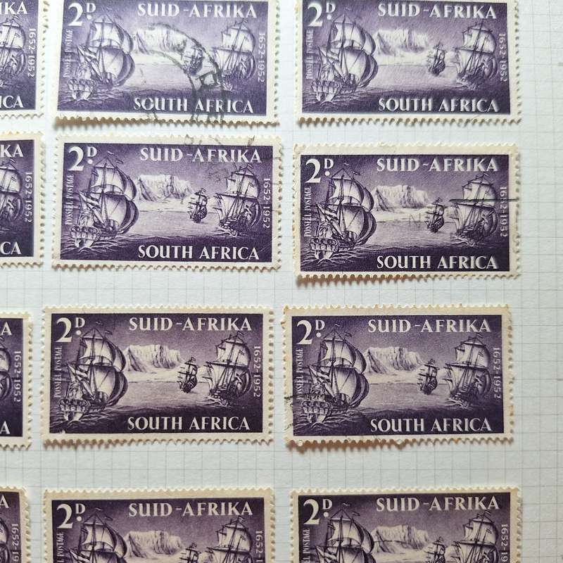 23 x 1952 South Africa 2d Stamps hinged on page