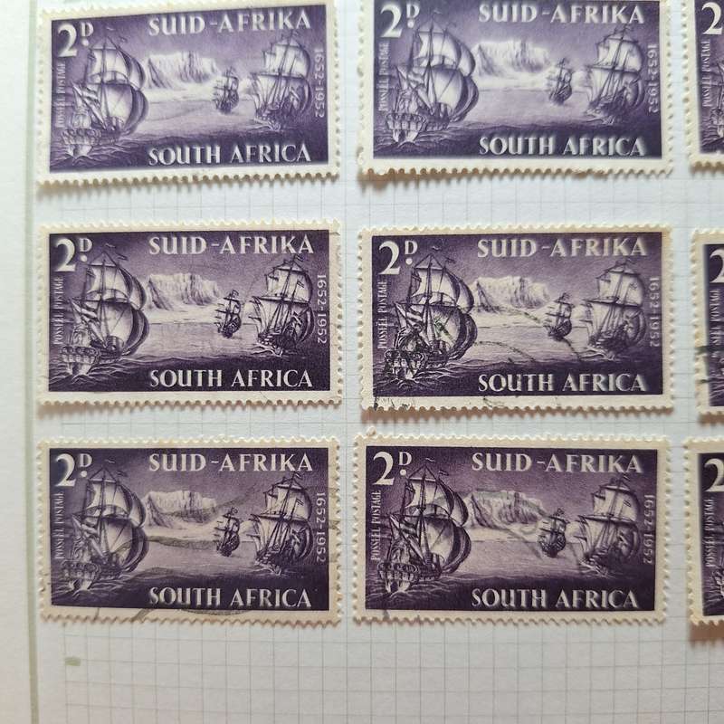 23 x 1952 South Africa 2d Stamps hinged on page