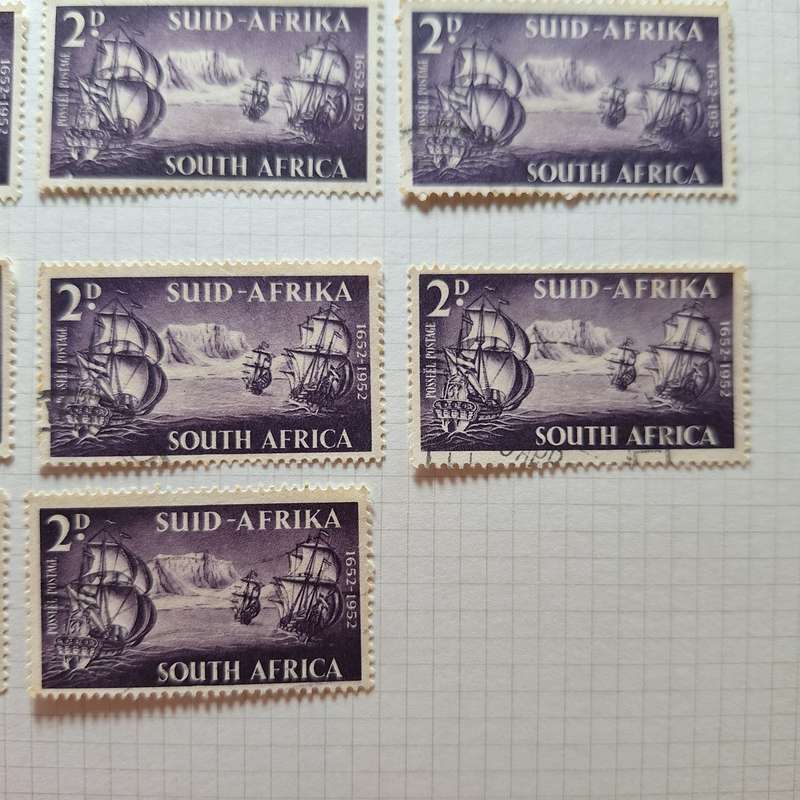 23 x 1952 South Africa 2d Stamps hinged on page