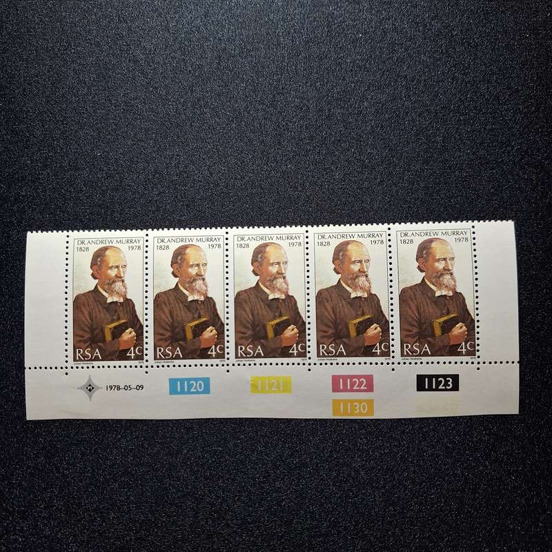 1978 5 x Horizontal Strip South Africa 4c Dr Andrew Murray Stamps - Mint Unused