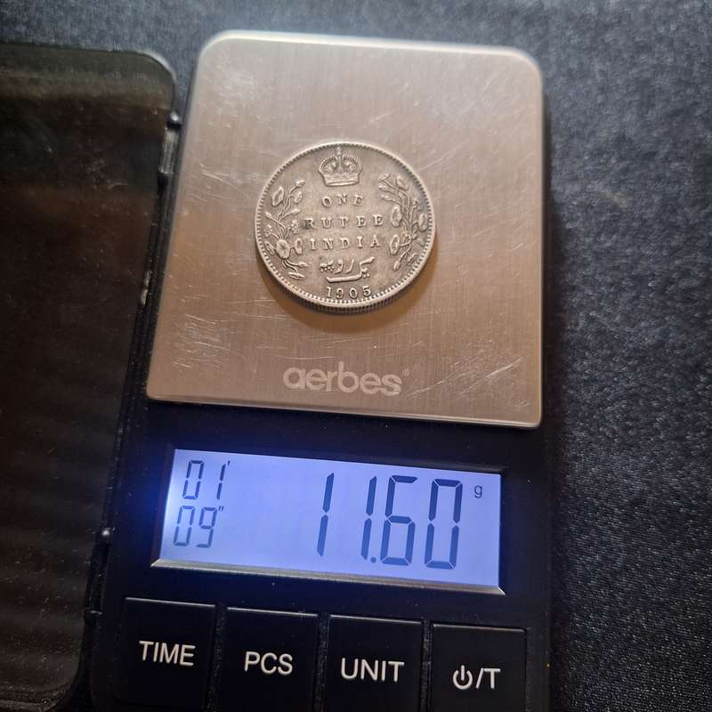 1905 India One Rupee .925% Silver Coin 11.6 Grams