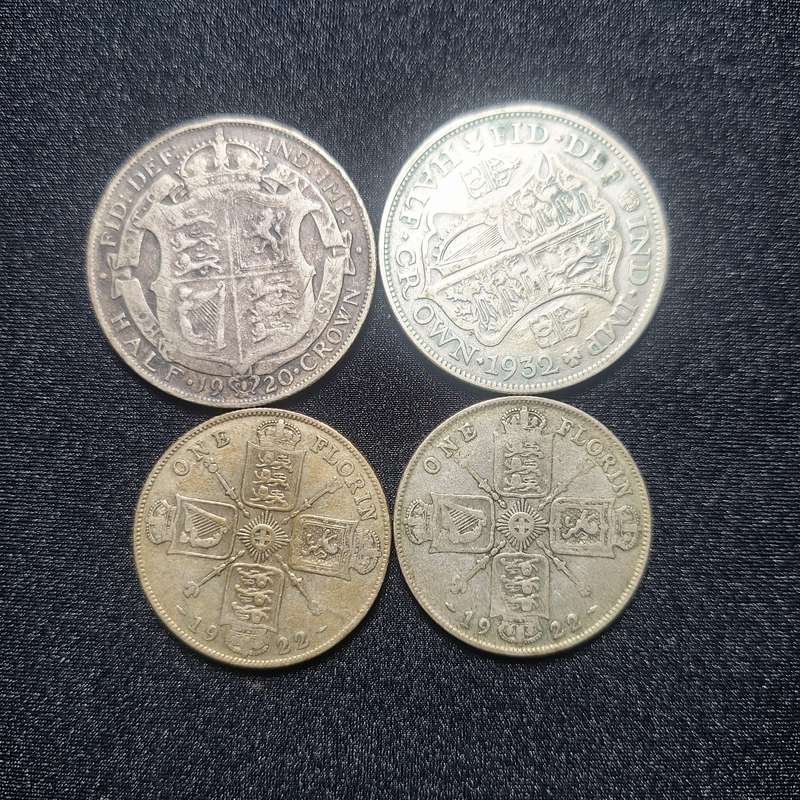 Various Dates Half Crown and Florin .50% Silver Coins Total 49.4 Grams