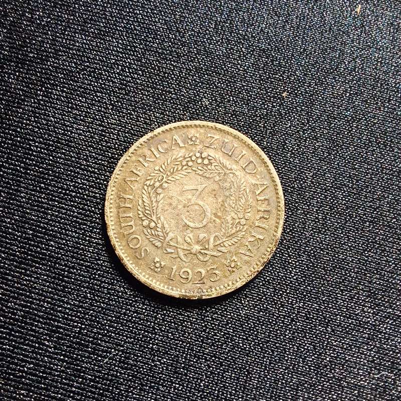 1923 3D Sixpence Silver South Africa Coin