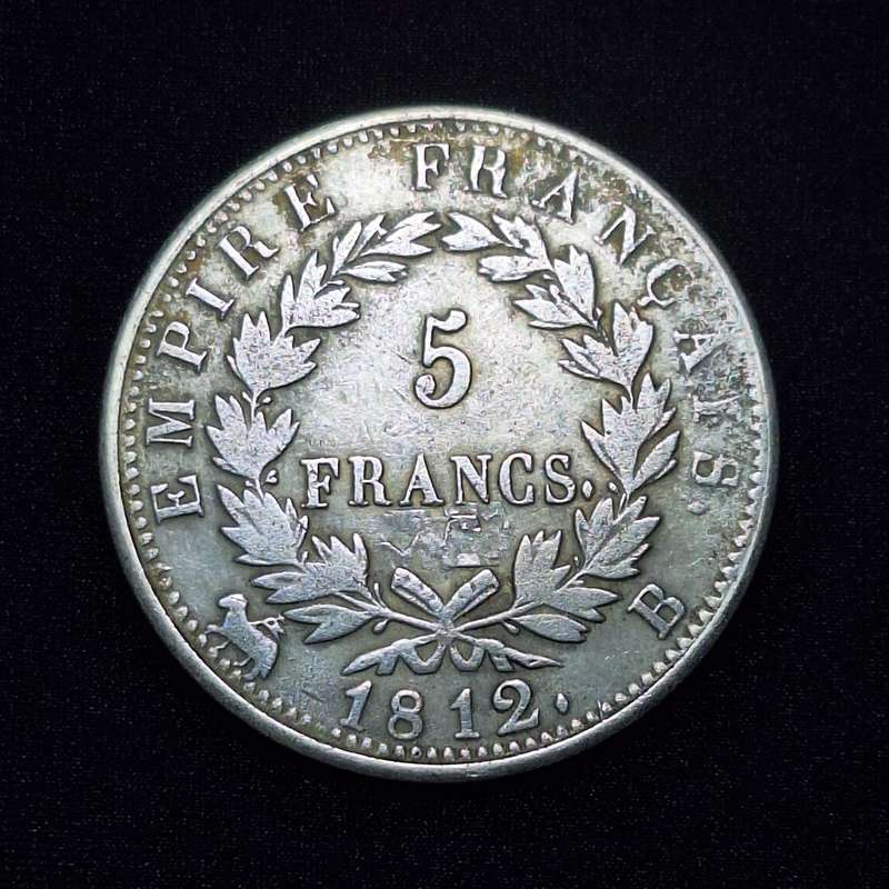 1812 5 Francs Coin, 90% Silver, 25 grams