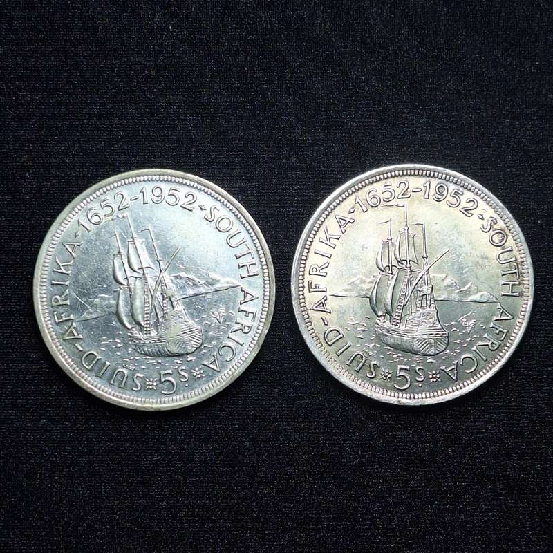 2 x 1952 5 Shillings South Africa Coins