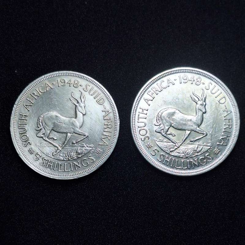 2 x 1948 5 Shillings South Africa Coins