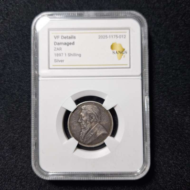 1897 - 1 Shilling Silver South Africa Coin SANGS Graded