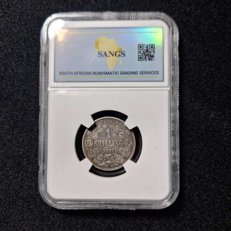 1897 - 1 Shilling Silver South Africa Coin SANGS Graded