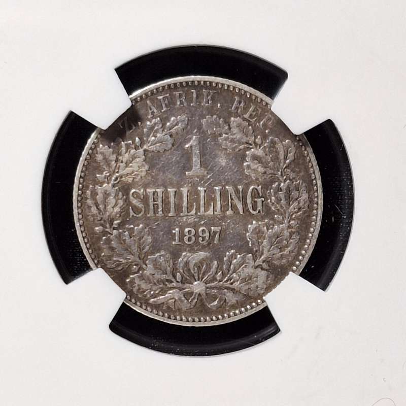 1897 - 1 Shilling Silver South Africa Coin SANGS Graded