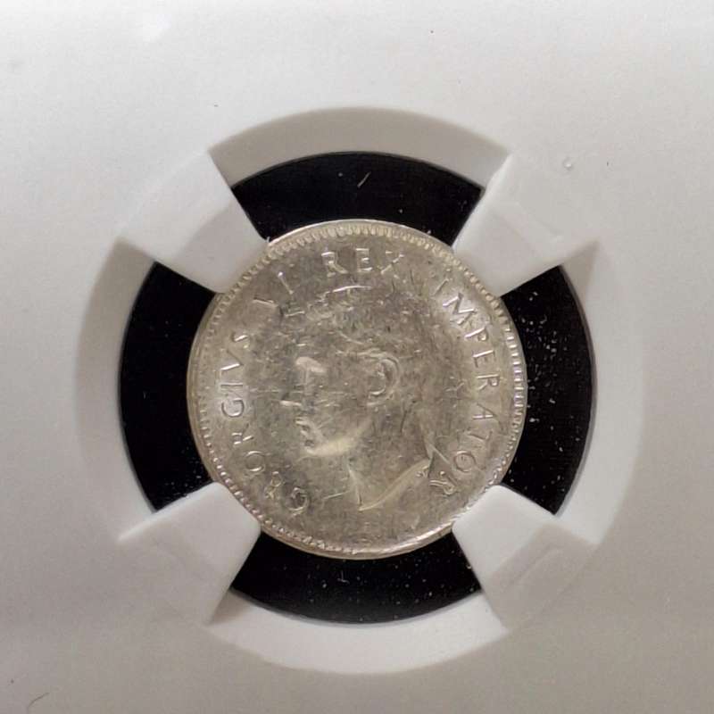 1942 - 3 Pence Silver South Africa Coin SANGS Graded