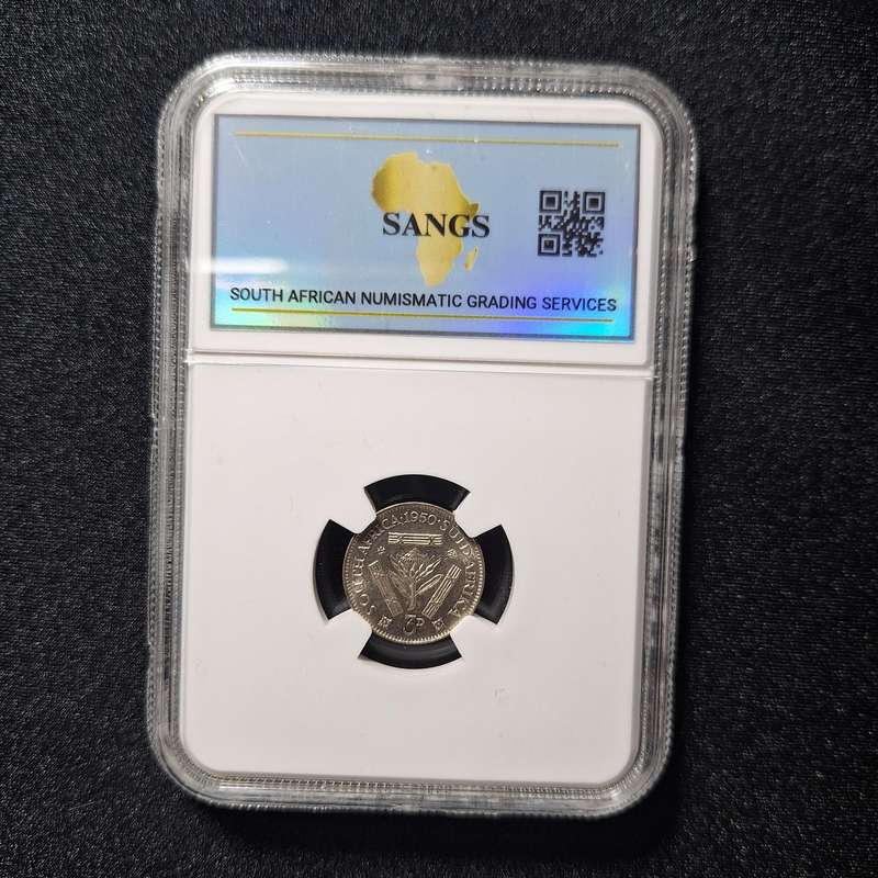 1950 - 3 Pence South Africa Coin SANGS Graded