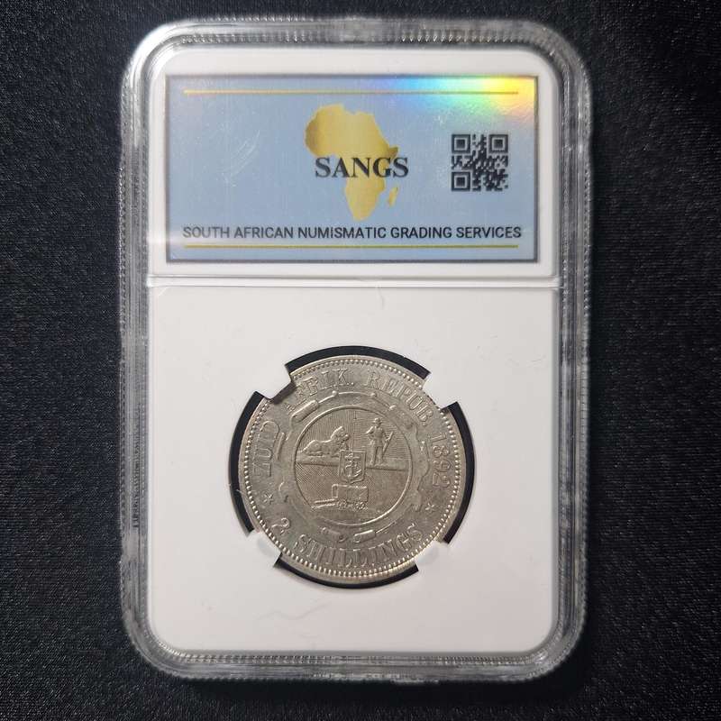 1892 - 2 Shillings Silver South Africa Coin SANGS Graded