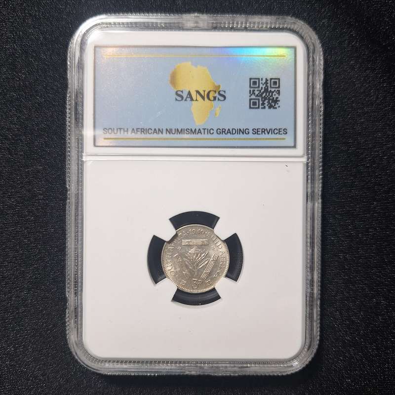 1949 - SA Silver 3 Pence Graded XF45 by SANGS