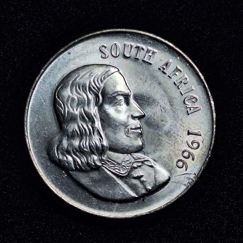 1966 1 Rand 80% Silver 15 Grams South Africa Coin