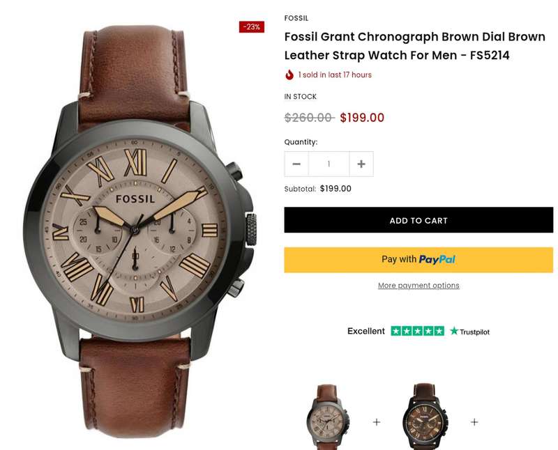 Fossil Men's FS5214 Grant Chronograph Dark Brown Leather Watch