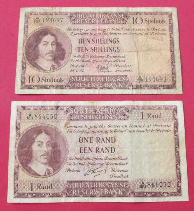 10 SHILLINGS + ONE RAND - M.H. de KOCK AND RISSK