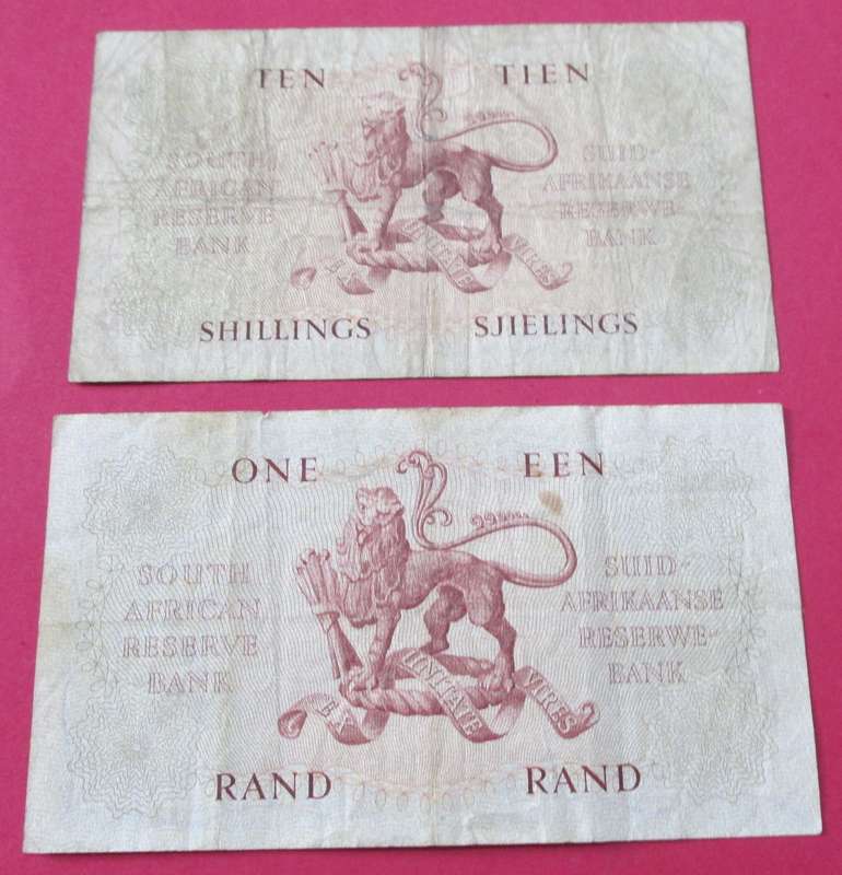 10 SHILLINGS + ONE RAND - M.H. de KOCK AND RISSK