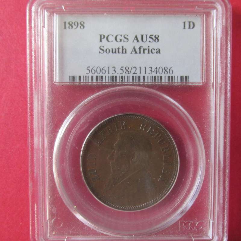 1898 Z.A.R PENNY PCGS GRADED AU58
